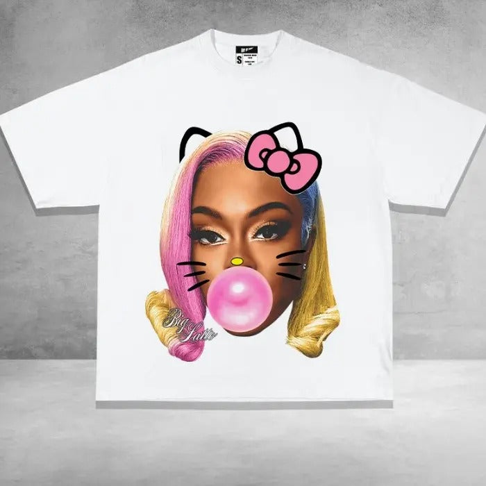 Big Lattoo BUBBLE GUM Tee Shirt Kitty, Graphic Tee Craze Hoodie Sweatshirt | PrintMintTees.com