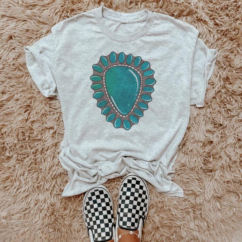 Big Turquoise Cluster Jewel T-shirt, vintage crewneck sweatshirts, western outfit women, cowgirl outfits, western...