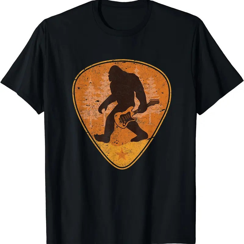 Bigfoot Guitar Sasquatch Yeti Shirt Guitarist Music Men Tee T-Shirt Hoodie, Sweatshirt | PrintMintTees.com