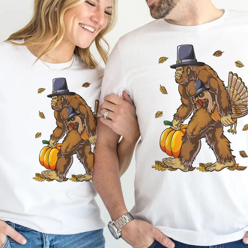 Bigfoot Thanksgiving Tee Sasquatch Thanksgiving Tshirt Funny Bigfoot Fall Turkey T-Shirt Holiday Bigfoot Tees Hoodie...