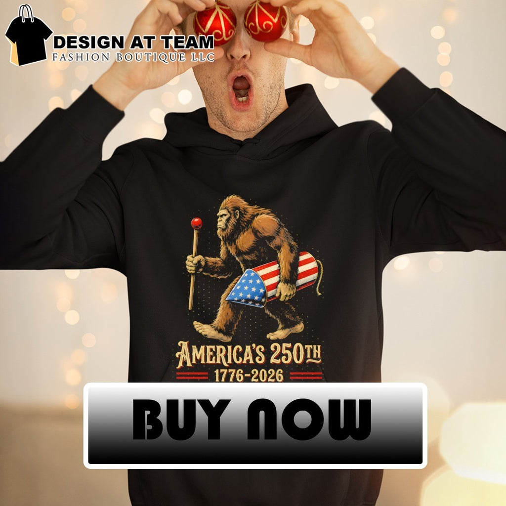 Bigfoot carrying patriotic rocket with America’s 250th 1776 2026 shirt
