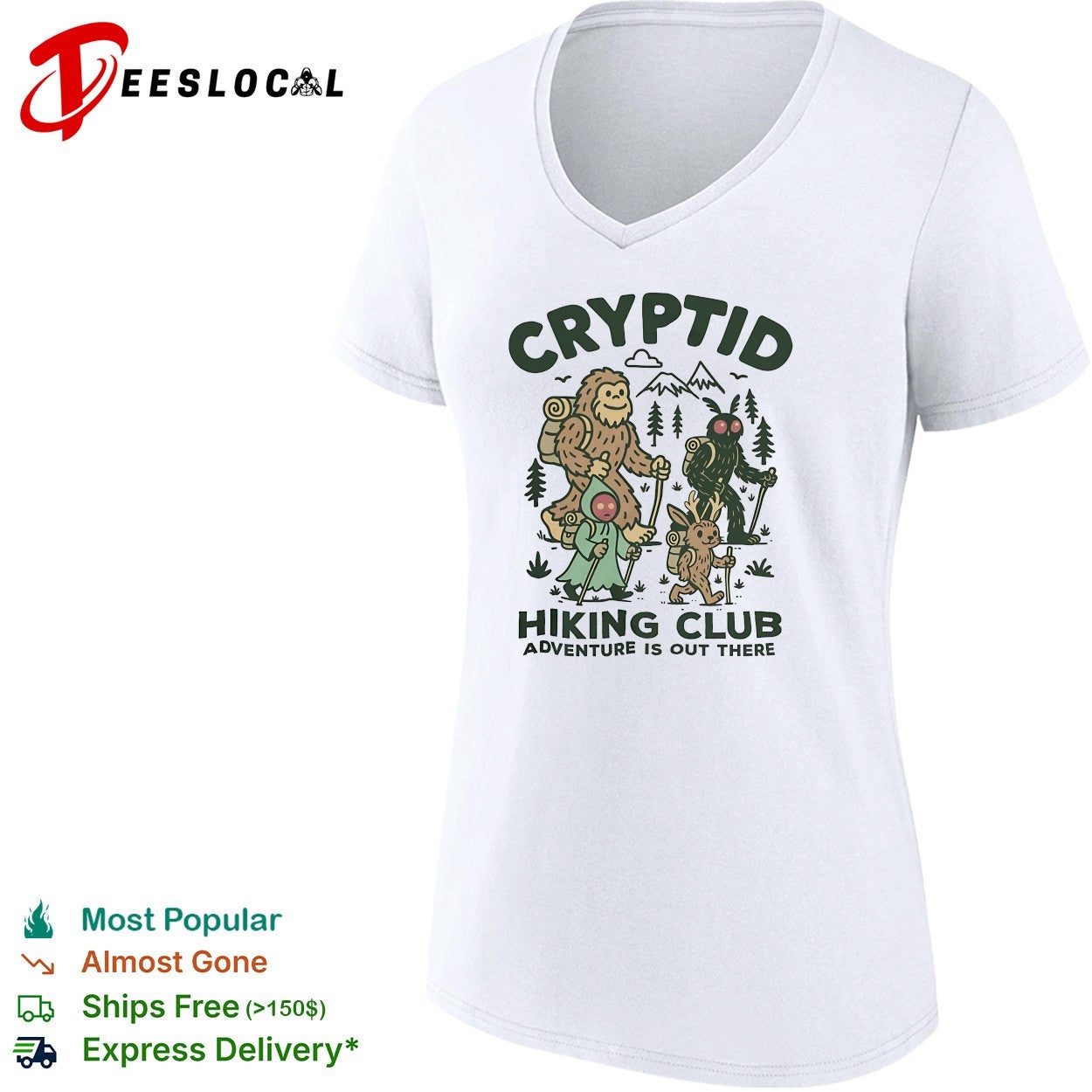 Bigfoot walking cryptid hiking club adventure is out there shirt