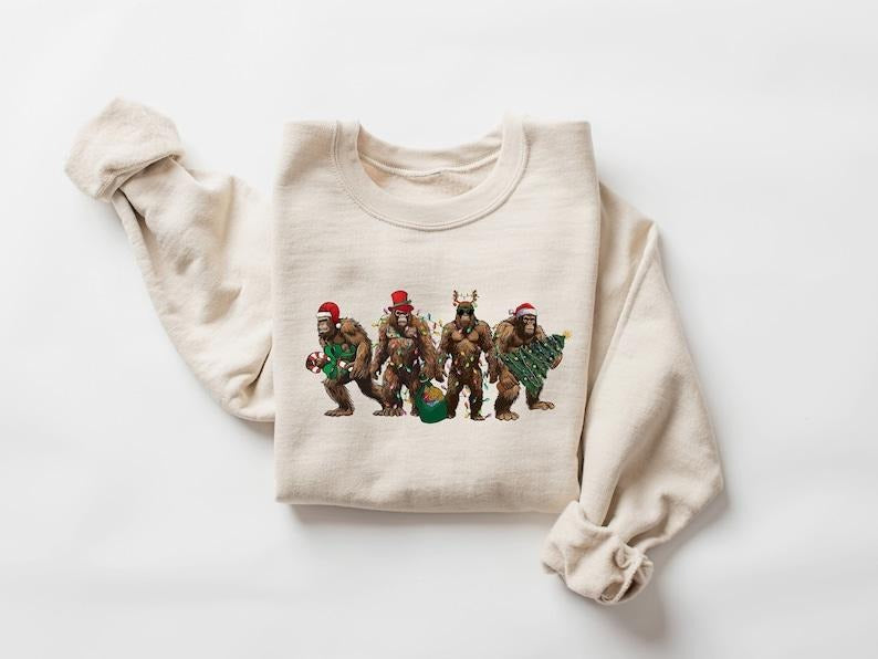 Bigfoots Christmas Lights Sweatshirt, Bigfoot Merry Christmas Shirt, Bigfoot Lover Xmas Shirt, Christmas Gifts, Women...