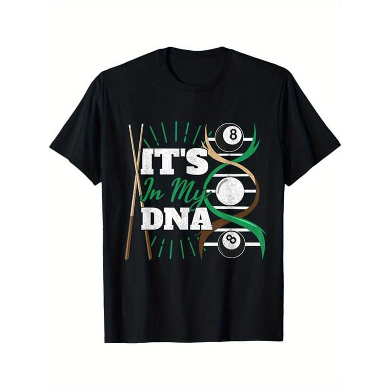Billiards Print Men's Cotton T-shirt, Graphic Tee Men's Outdoor Clothes, Men's Clothing, Casual Short Sleeve Crew Neck...