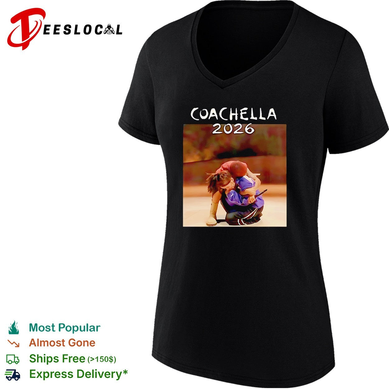Billie Eilish Coachella 2026 stage hug shirt