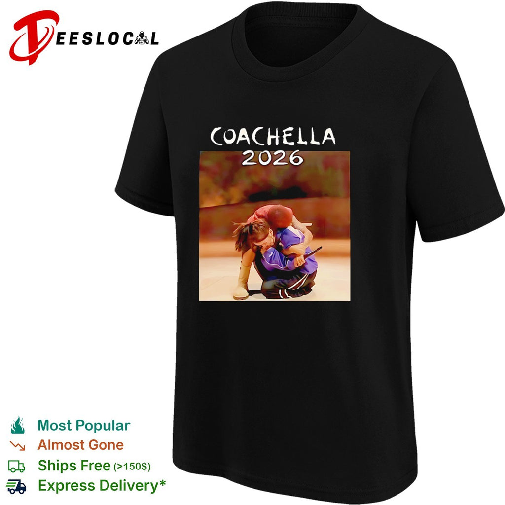 Billie Eilish Coachella 2026 stage hug shirt