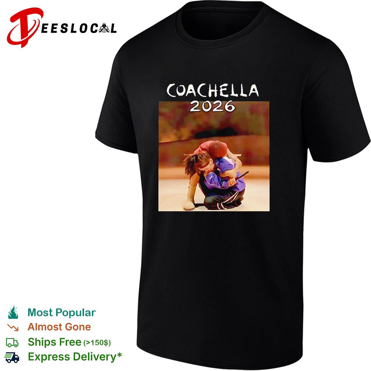 Billie Eilish Coachella 2026 stage hug shirt
