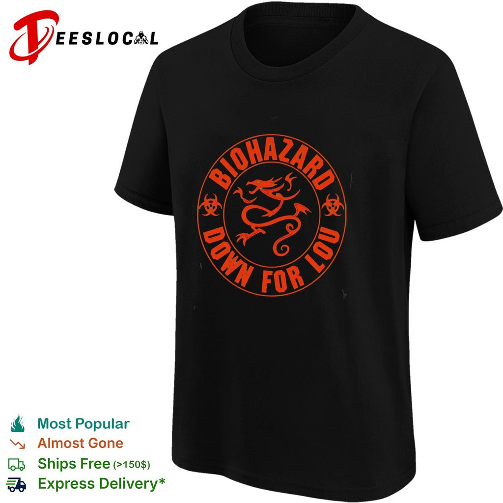 Biohazard down for Lou dragon shirt