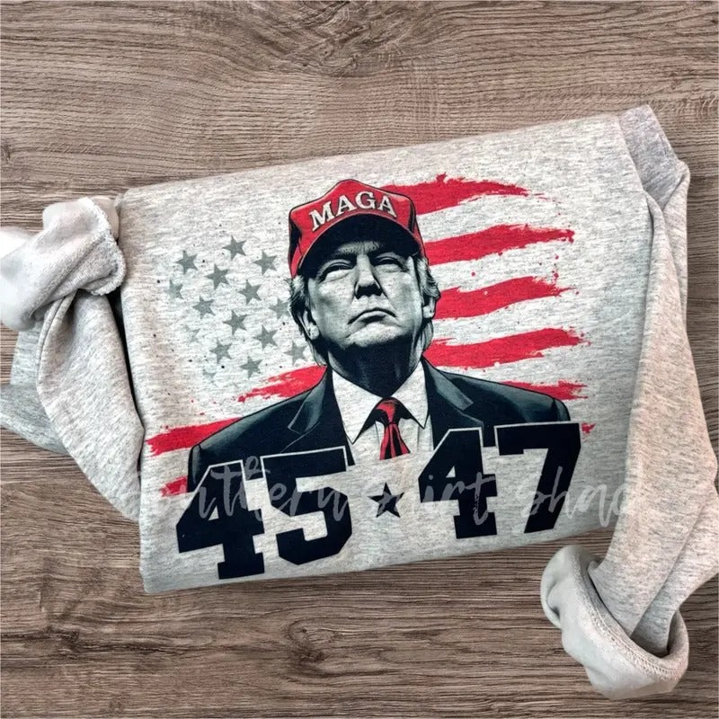 Black & Red Trump 45 47 Sweatshirt Shirt Hoodie | PrintMintTees.com