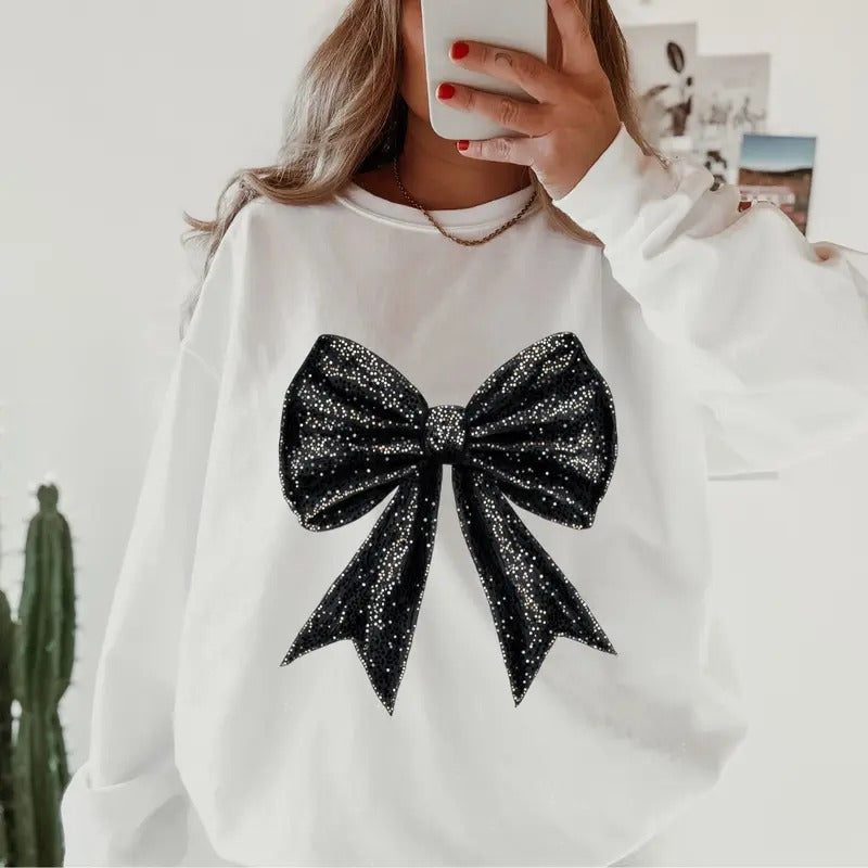 Black Bow ~ Sweatshirt Unisex Apparel Relaxed Fit Printed in the USA Clothing Womenswear Casual and Comfortable Shirt Hoodie