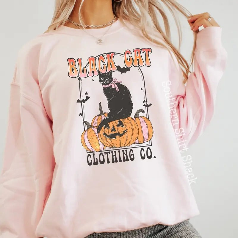 Black Cat Clothing Co Halloween Sweatshirt Shirt Hoodie | PrintMintTees.com