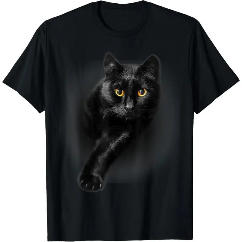 Black Cat Yellow Eyes T-Shirt Cats Tee Shirt Gifts T-Shirt made in usa Hoodie Sweatshirt | PrintMintTees.com