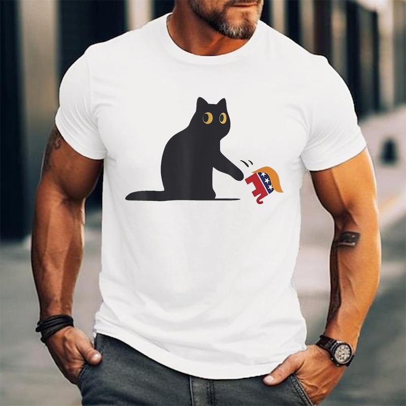 Black Cat vs Elephant Anti-Trump 2025 Unisex T-Shirt, Cotton 100%, Top Trending Fashion Hoodie, Sweatshirt