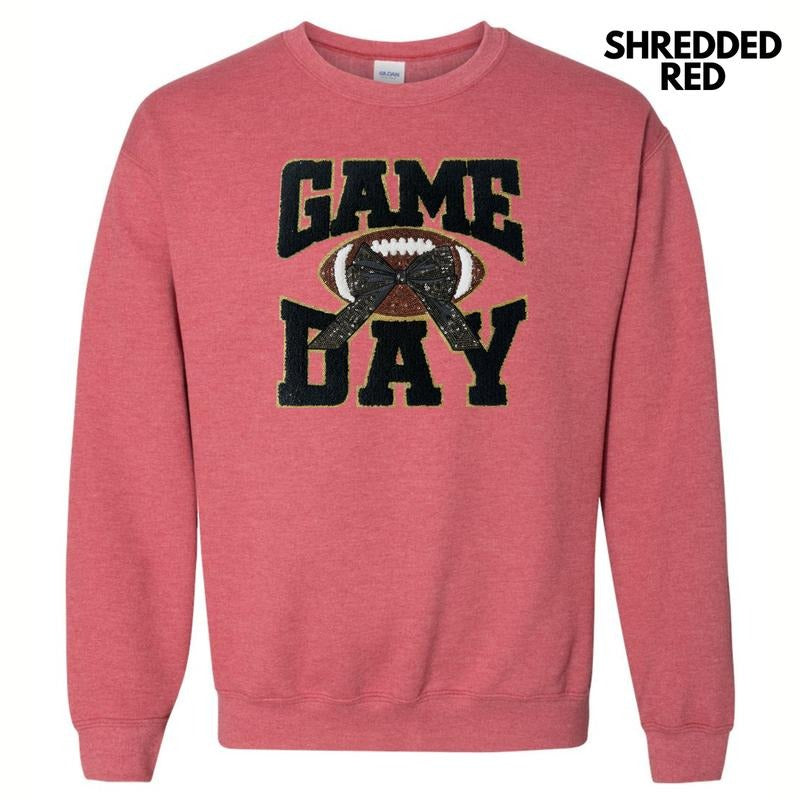 Black Football Game Day Bow Patch Sweatshirt T-Shirts, Hoodie | PrintMintTees.com