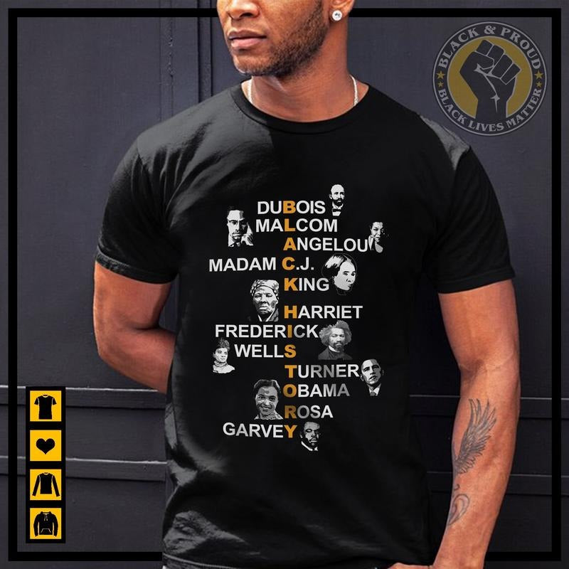 Black Historical Leaders with Names Unisex T-shirt for Men and Womne, Black Pride, Black History Month Tee, Black Lives...