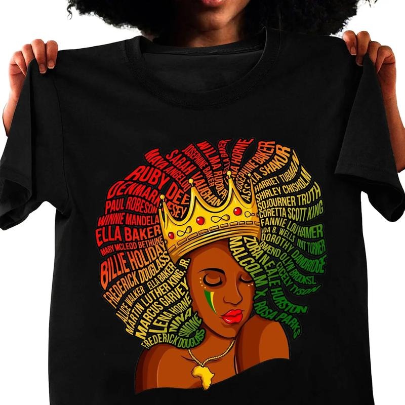 Black Historical Names on Afro Women Hair T-shirt, Black Pride, Black History Month Tee, Black Lives Matter Unisex Shirt,...