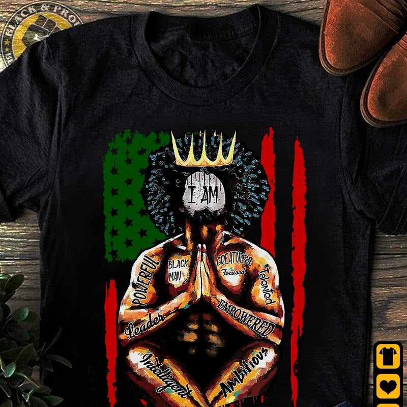 Black King African American Flag Men T-shirt, Black Pride, Black History Month Tee, Black Lives Matter Unisex Shirt,...