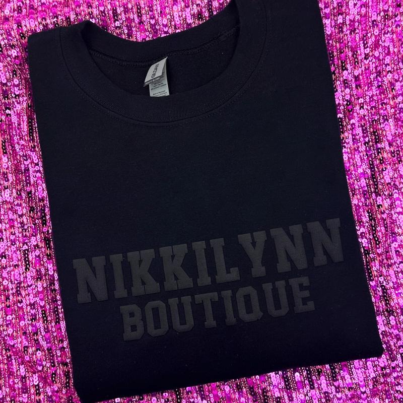 Black Nikkilynn Puff Print Sweatshirt T-Shirts, Hoodie | PrintMintTees.com