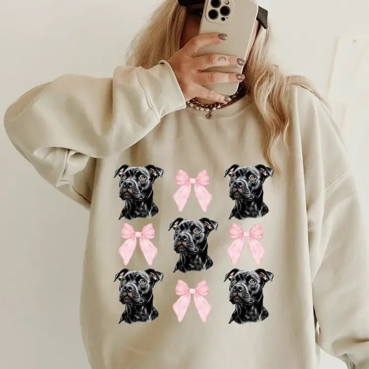 Black Pitbull  CREWNECK SWEATSHIRT Womenswear Casual Comfortable Shirt Hoodie | PrintMintTees.com