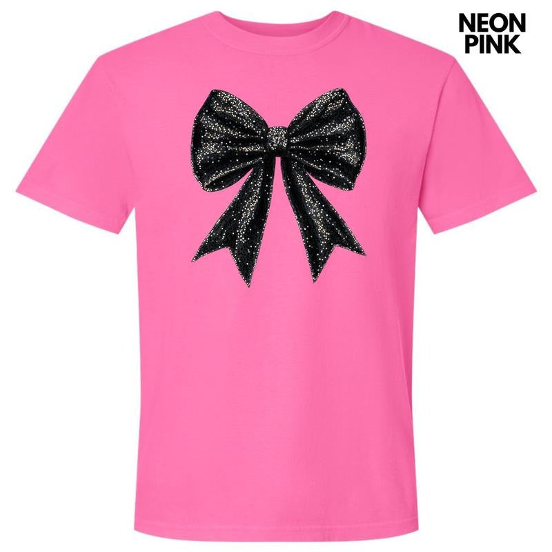 Black Shimmer Bow Comfort Colors T-Shirt 'NLB' Hoodie Sweatshirt | PrintMintTees.com
