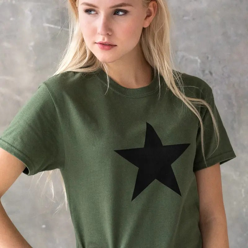 Black Star T Shirt Minimalist Abstract Geometric Streetwear Skater Urban Gym Fashion Retro Vintage Mens Womens Graphic...