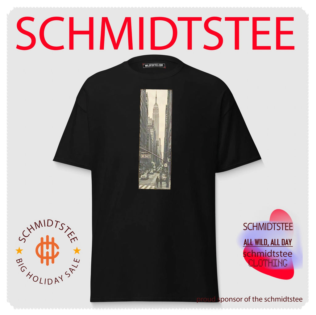 Black and white canvas photo showcase of Empire State Building in Midtown Manhattan poster shirt