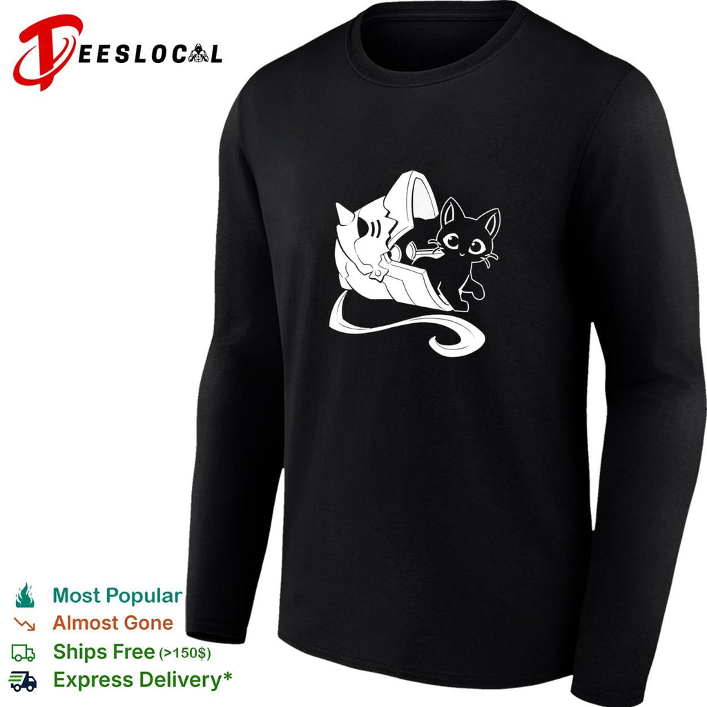 Black cat space traveler astronaut helmet shirt