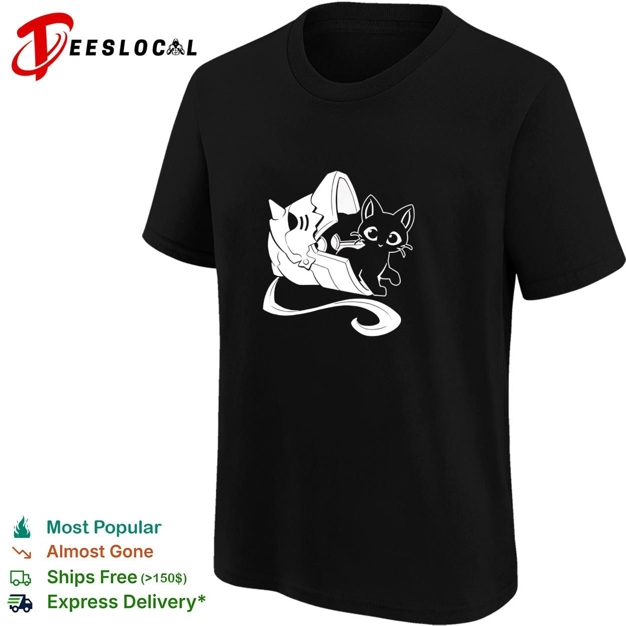 Black cat space traveler astronaut helmet shirt