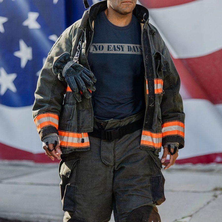 No Easy Days Fire T-Shirt - Midnight Navy