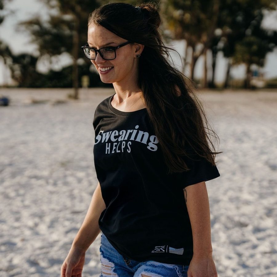 Women's Swearing Helps Slouchy T-Shirt - Black