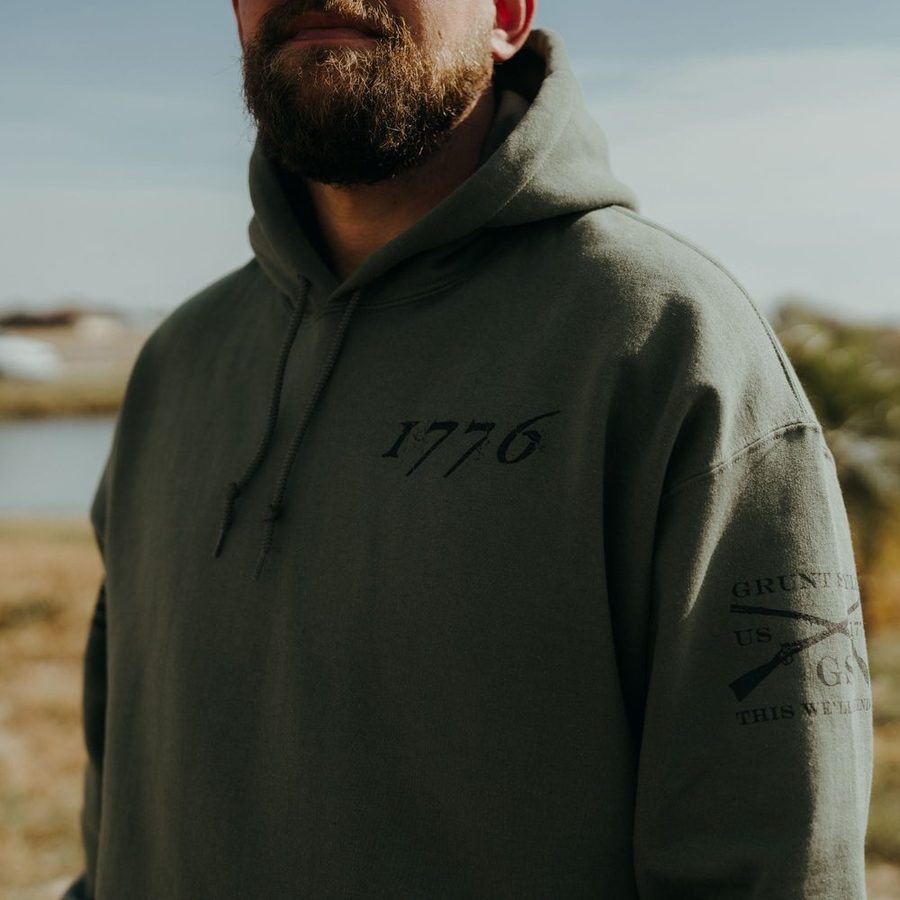 1776 Flag Hoodie - Military Green