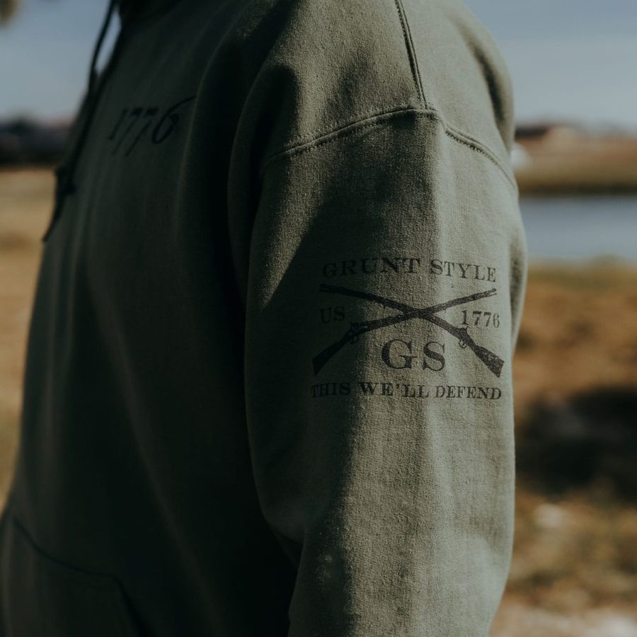 1776 Flag Hoodie - Military Green