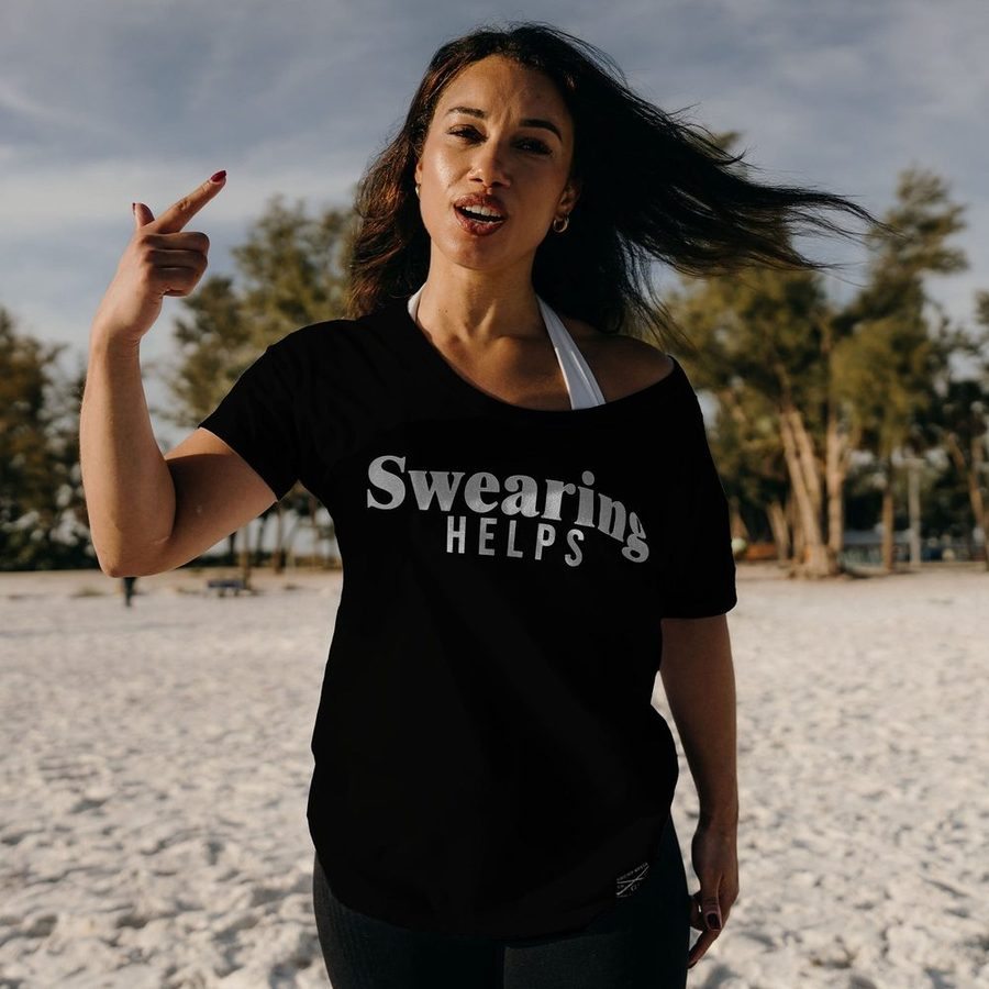 Women's Swearing Helps Slouchy T-Shirt - Black