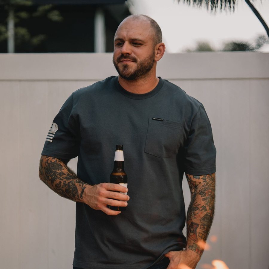 Basic Heavyweight Pocket T-Shirt - Charcoal