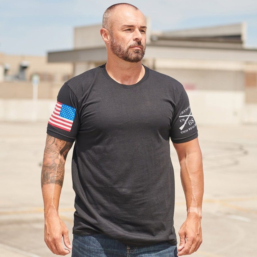 USA Flag Basic T-Shirt - Black