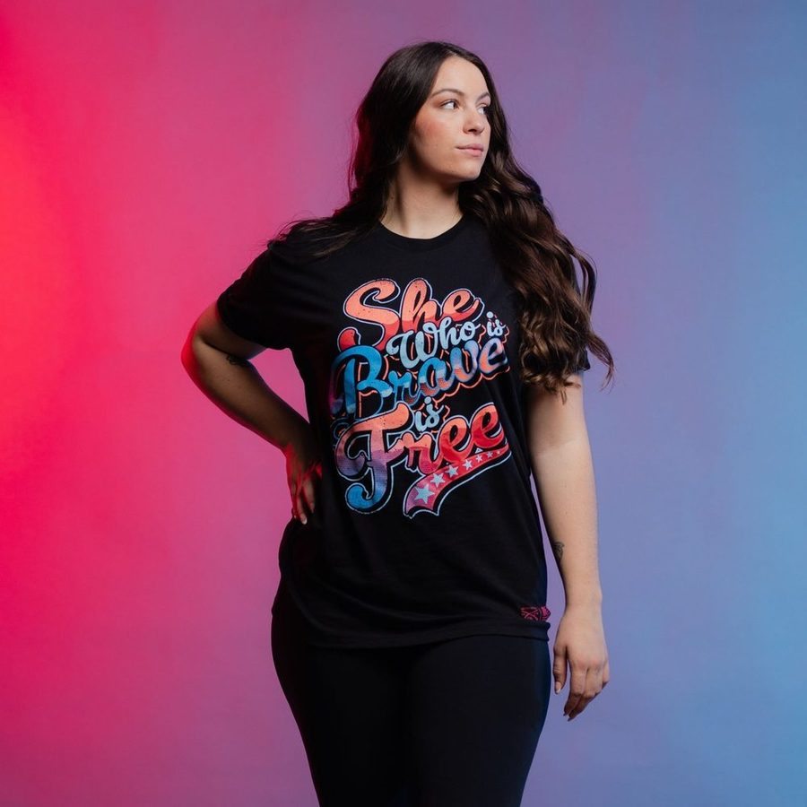 Women's Brave Is Free Boyfriend Fit T-Shirt - Black