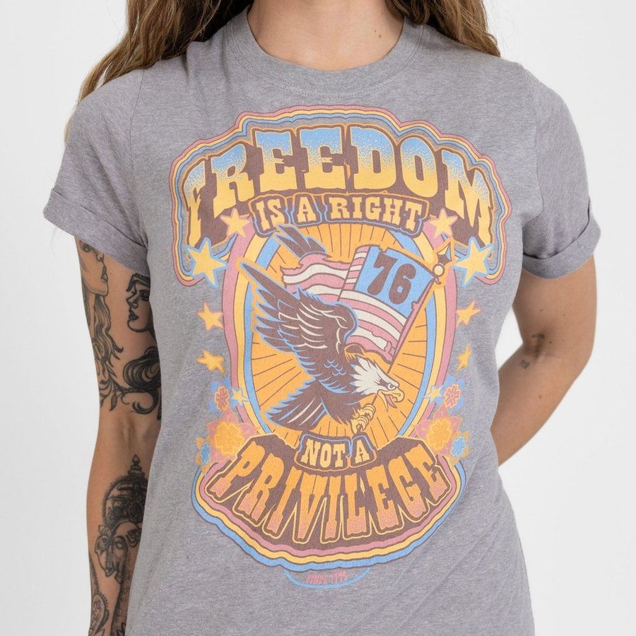 Women's Freedom Is A Right Shirt Dress - Dark Heather Grey