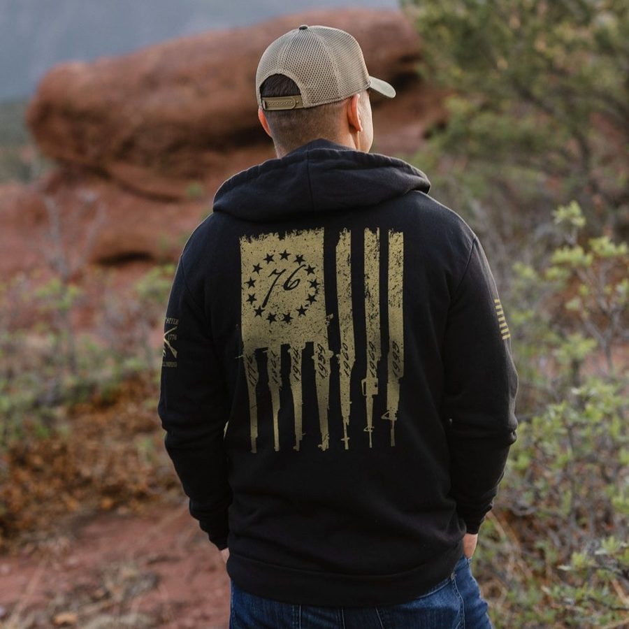 Betsy Rifle Flag Full-Zip Hoodie - Black