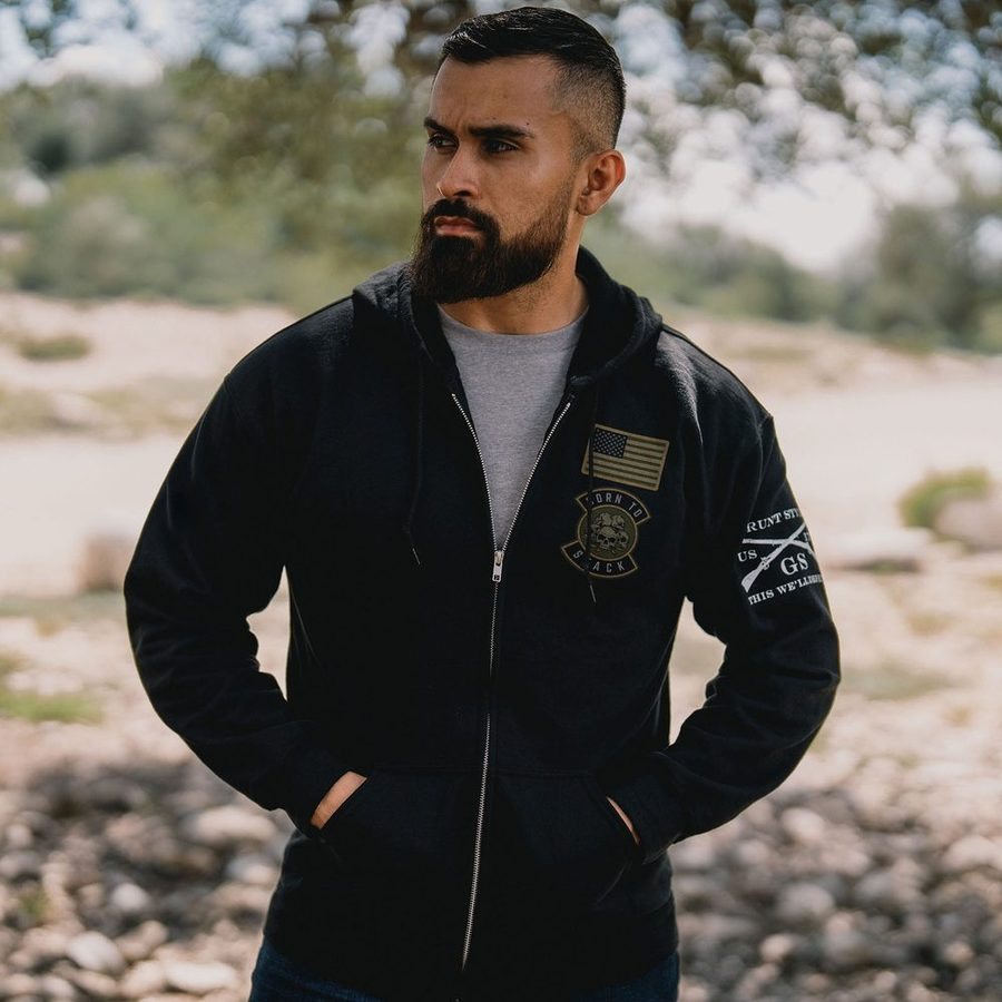 Born To Stack Full-Zip Hoodie - Black