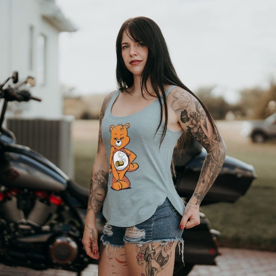 Women's Bang Bear Flowy Tank - Stonewash Denim