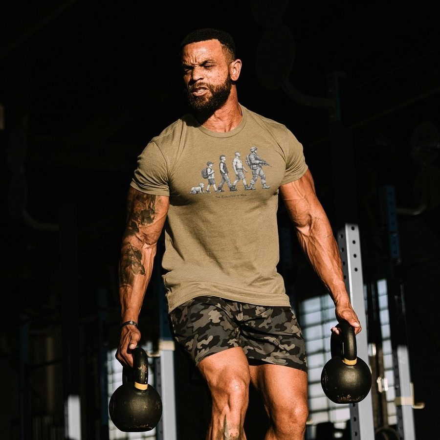 Evolution Of Man T-Shirt - Military Green