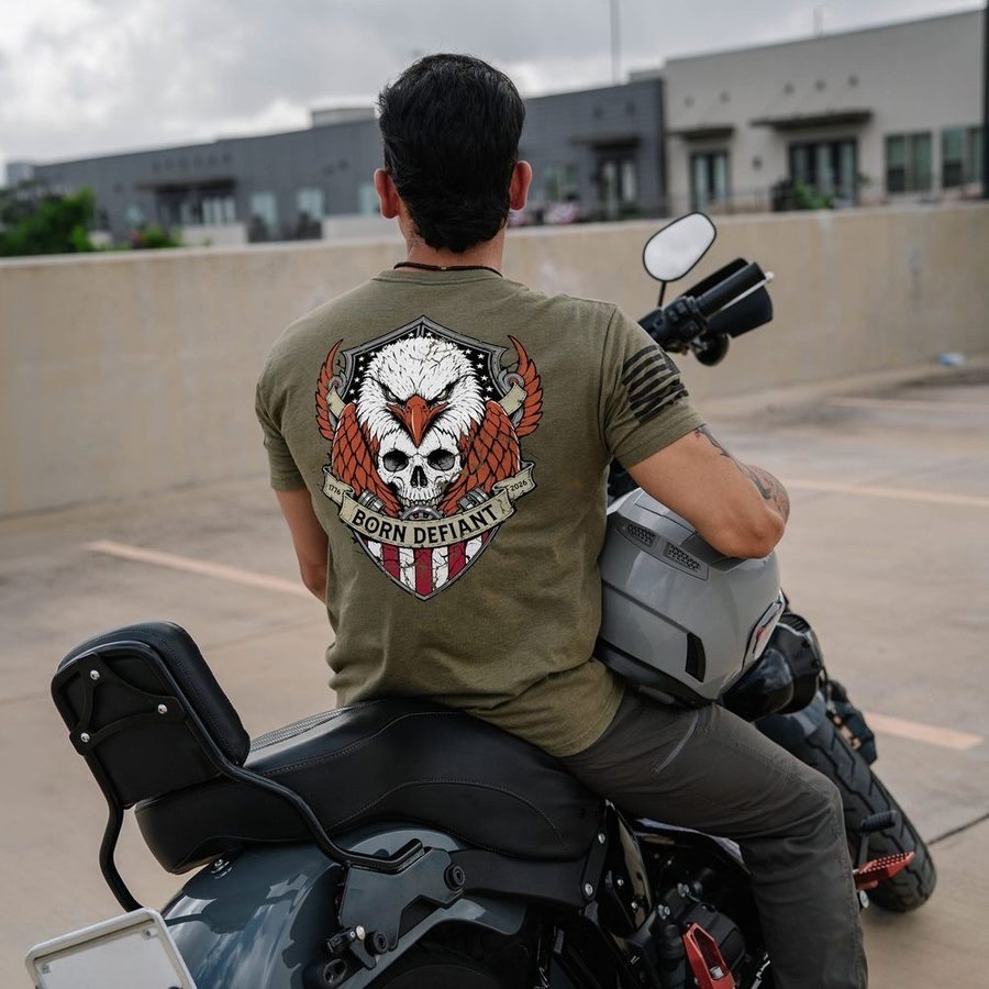 Born Defiant T-Shirt - Military Green