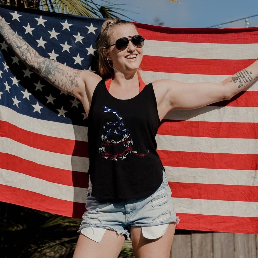 Women's Freedom Gadsden Flowy Tank - Black