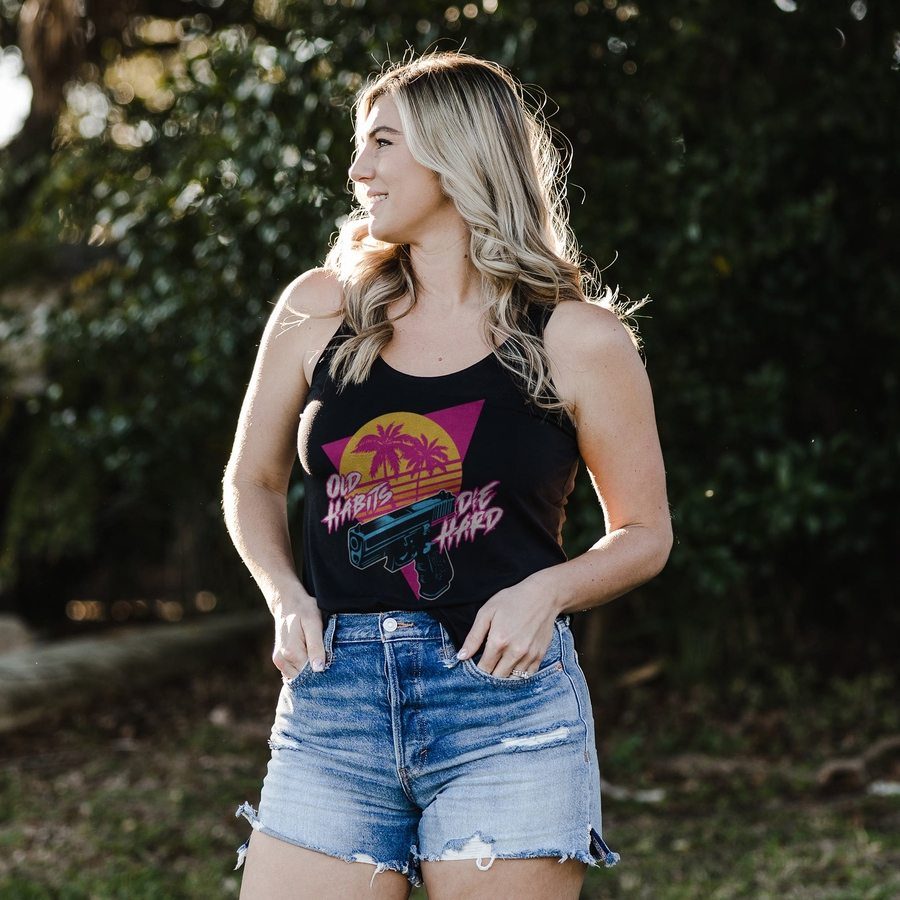 Women's Old Habits Die Hard Flowy Tank - Black