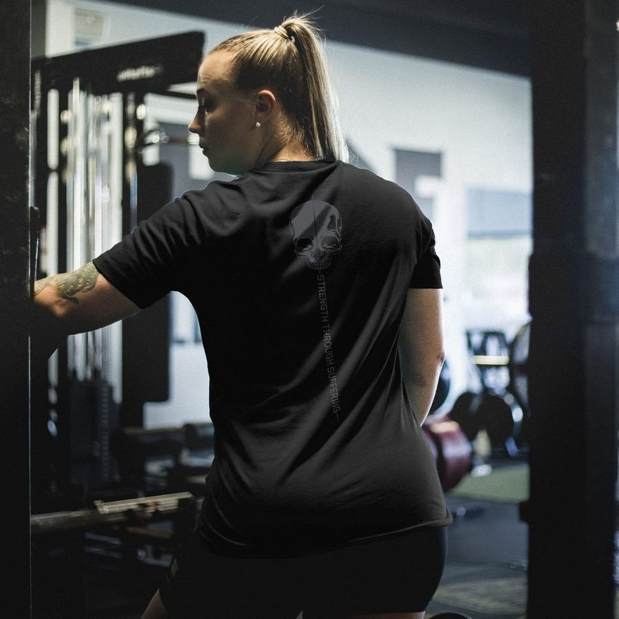 Women's Strength Through Suffering Boyfriend Fit T-Shirt - Black