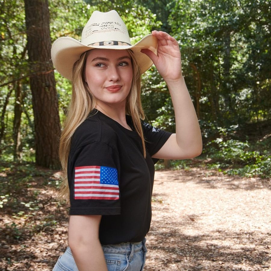 USA Flag Basic T-Shirt - Black