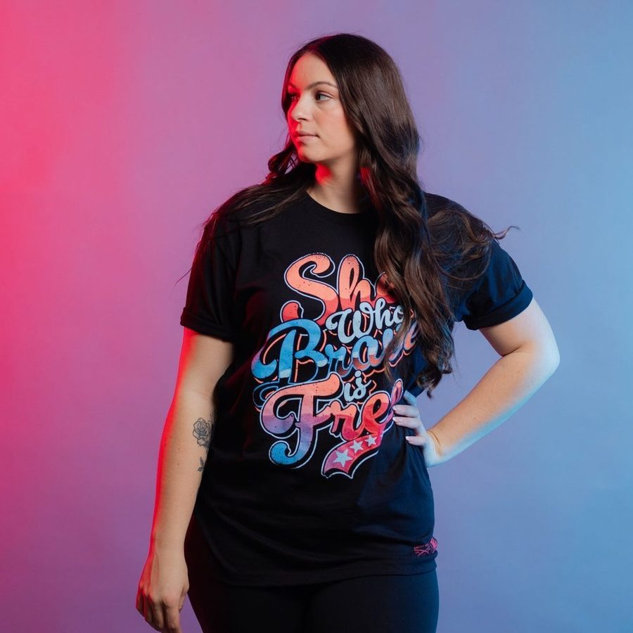 Women's Brave Is Free Boyfriend Fit T-Shirt - Black