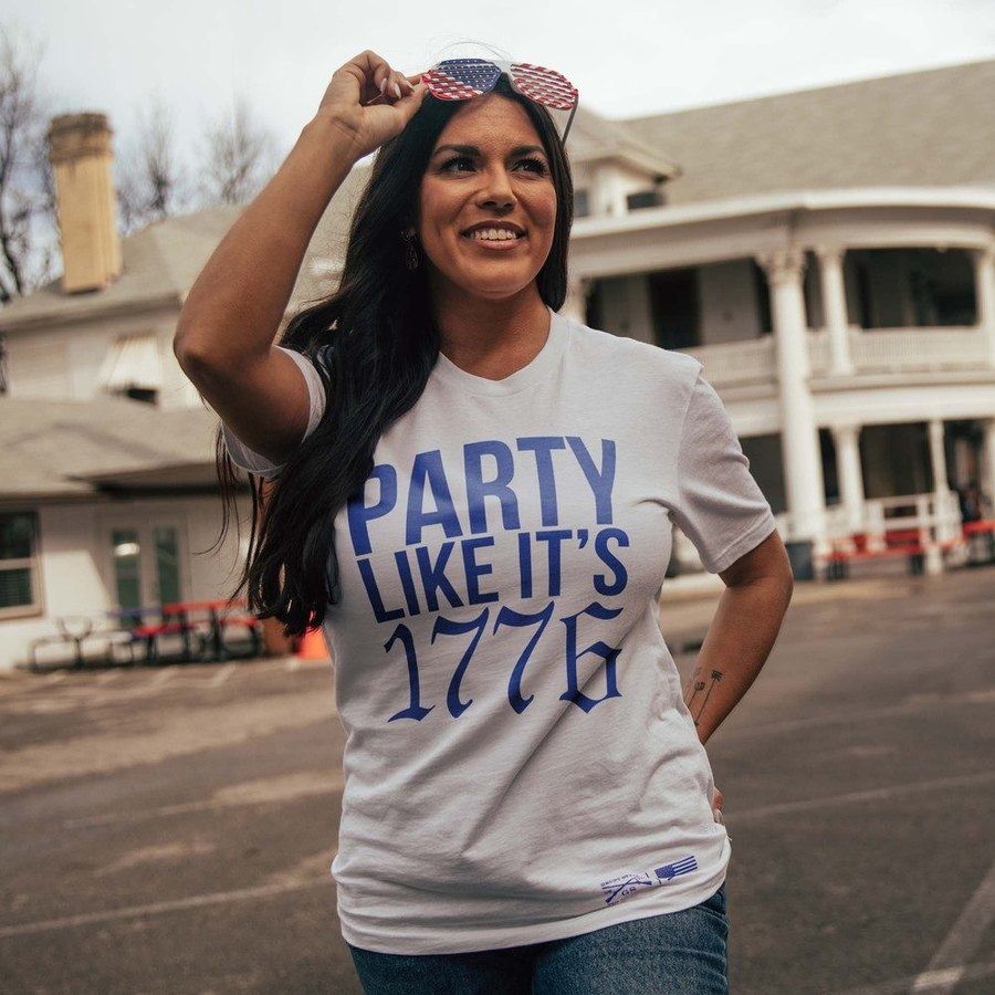 Women's Party Like It 1776 Boyfriend Fit T-Shirt - White
