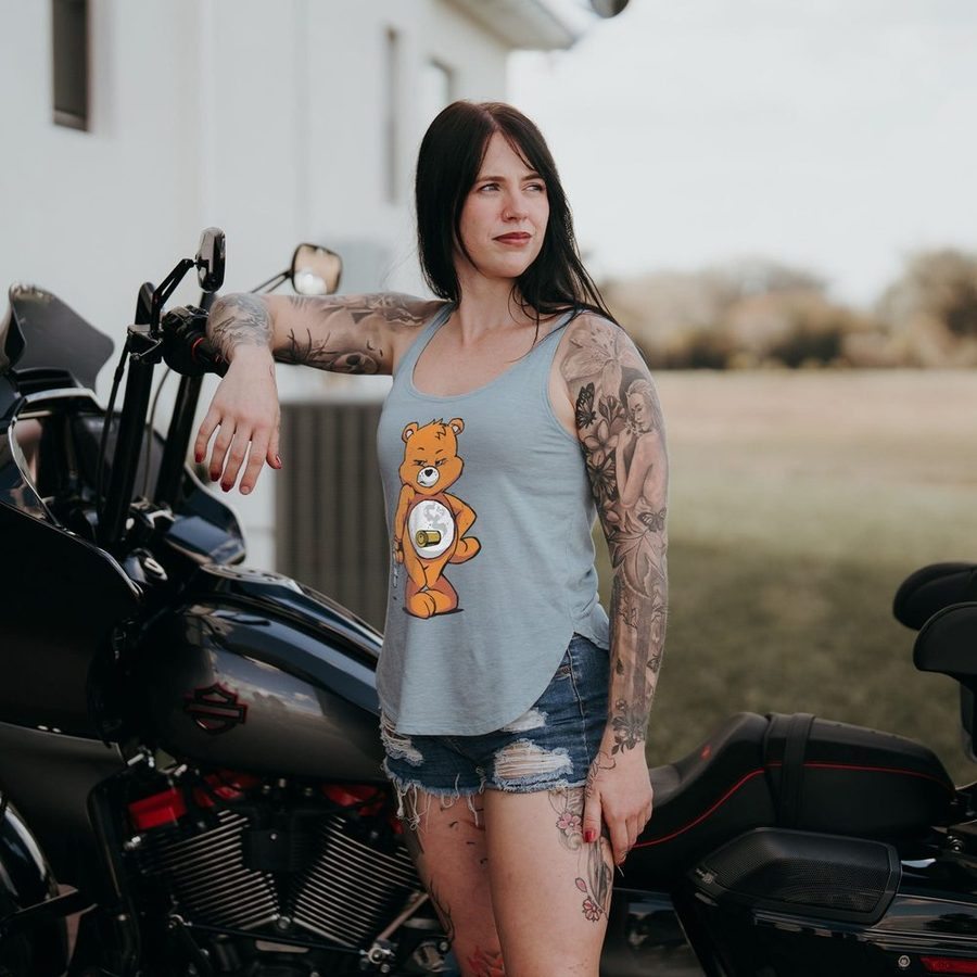 Women's Bang Bear Flowy Tank - Stonewash Denim
