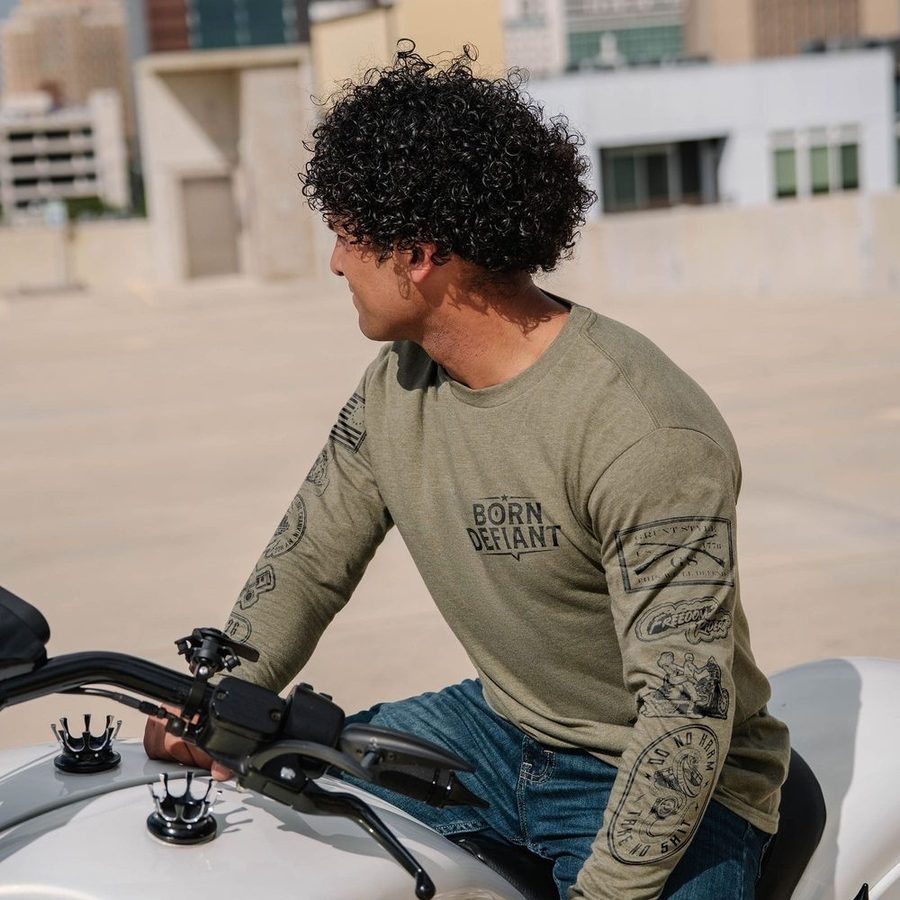 Born Defiant Long Sleeve - Military Green